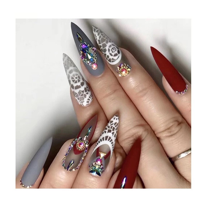 500pcs Long Stiletto Artificial False Nail Tips Curve Pointed Fake Nails Natural