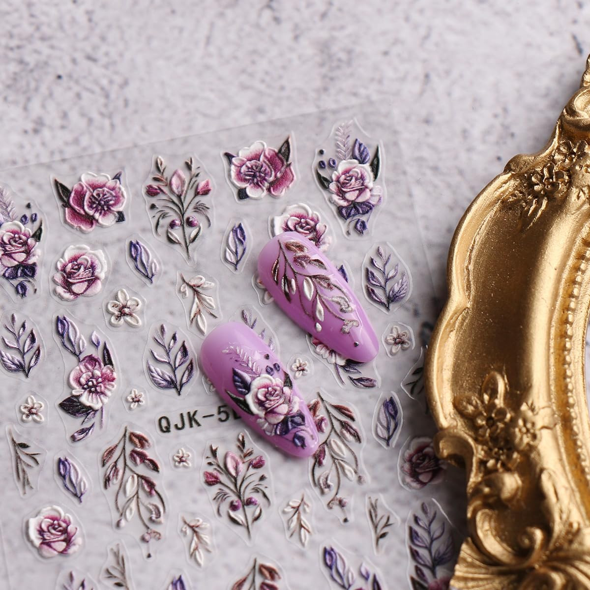 3D Embossed Flower Nail Art Stickers Decals Self-Adhesive 5D Spring