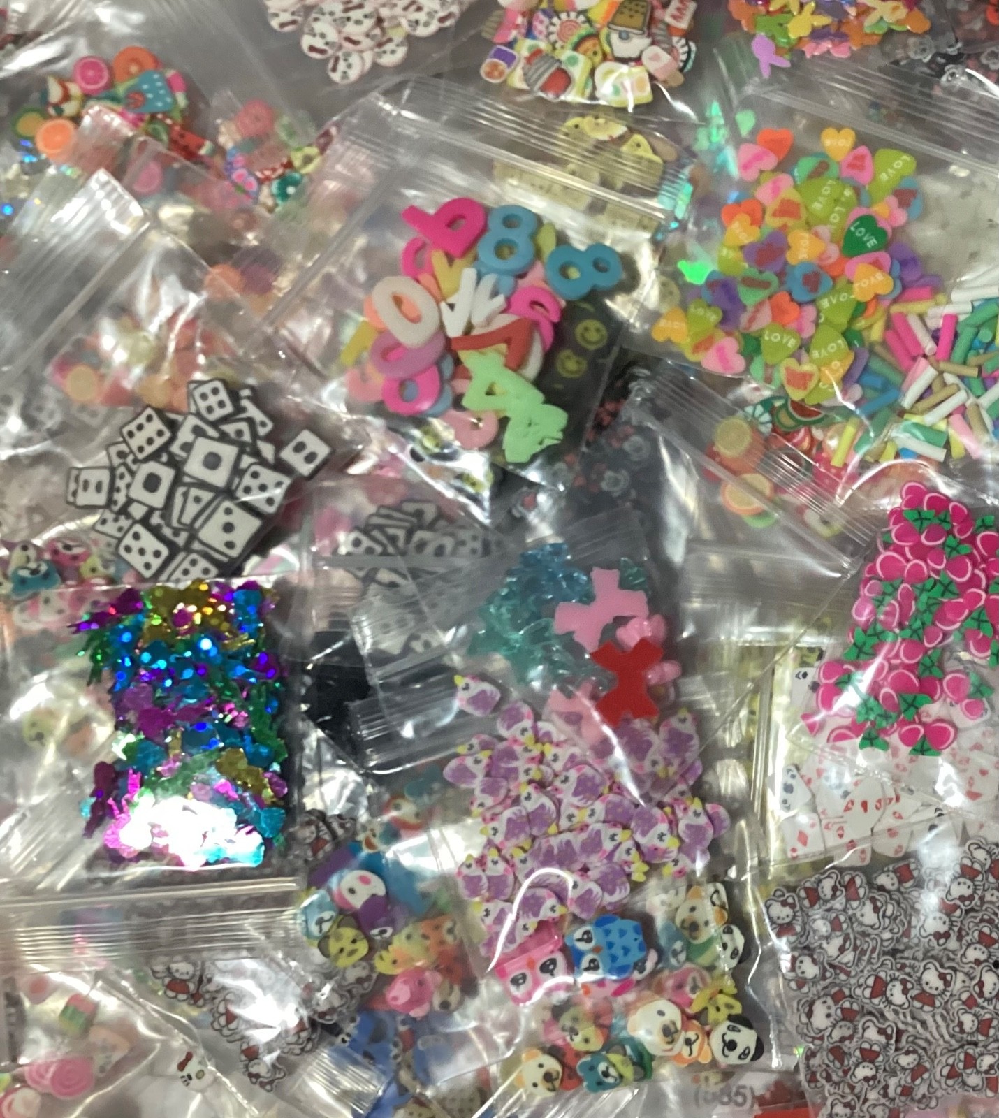 10 poly clay plastic just a pinch bags of glitter.