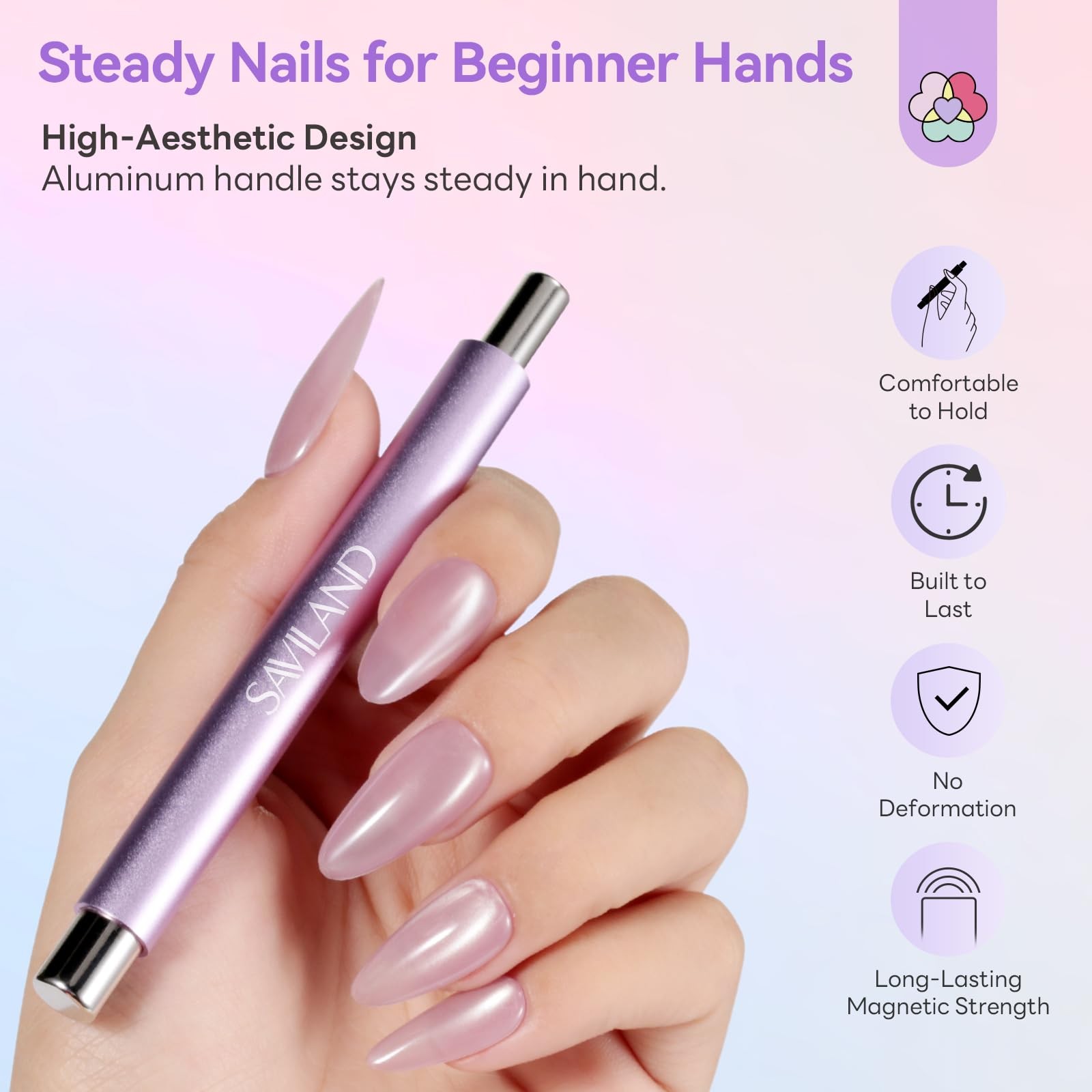 SAVILAND Essentials Cat Eye Magnetic for Nails: Pink Double-Head 0-Cat