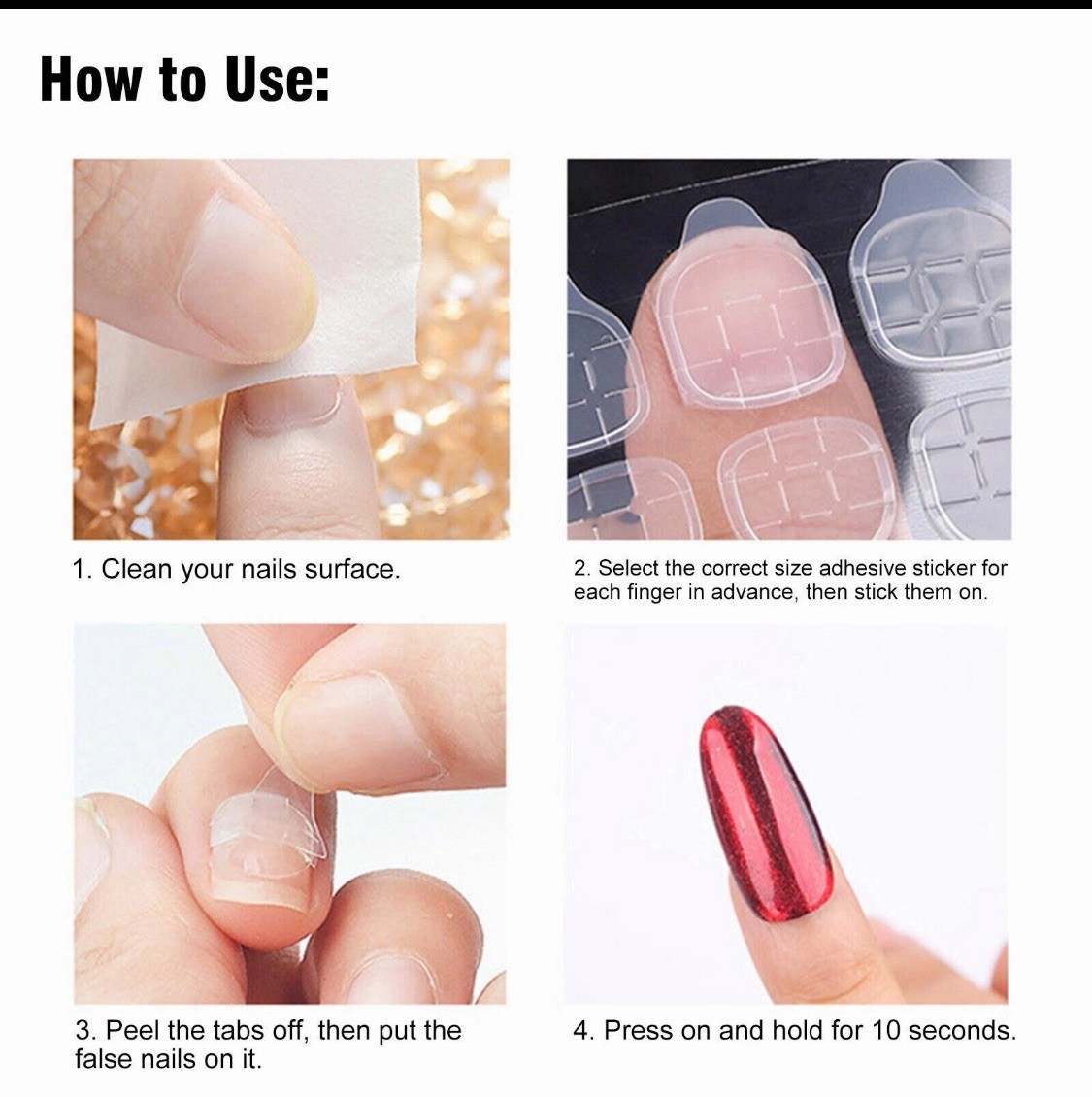 Double-Sided Nail Glue Tape Sticker Adhesive Tabs for Press on Nails 3-39 sheets