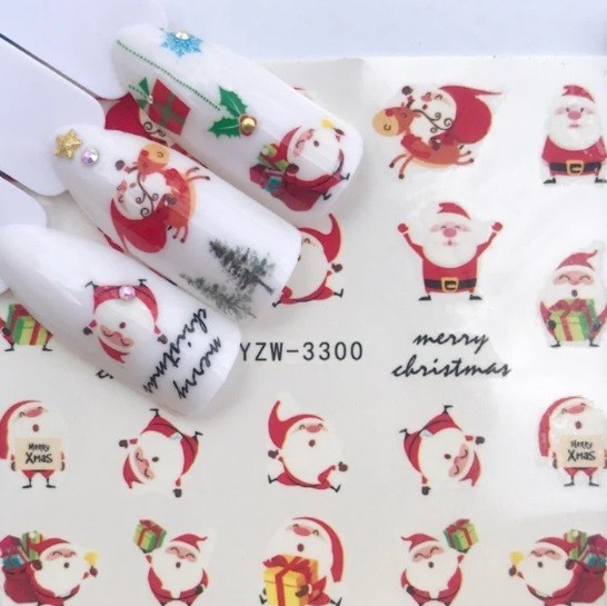 Christmas Nail Art Water Decals: Santa, Snowman, Reindeer(Group 2)