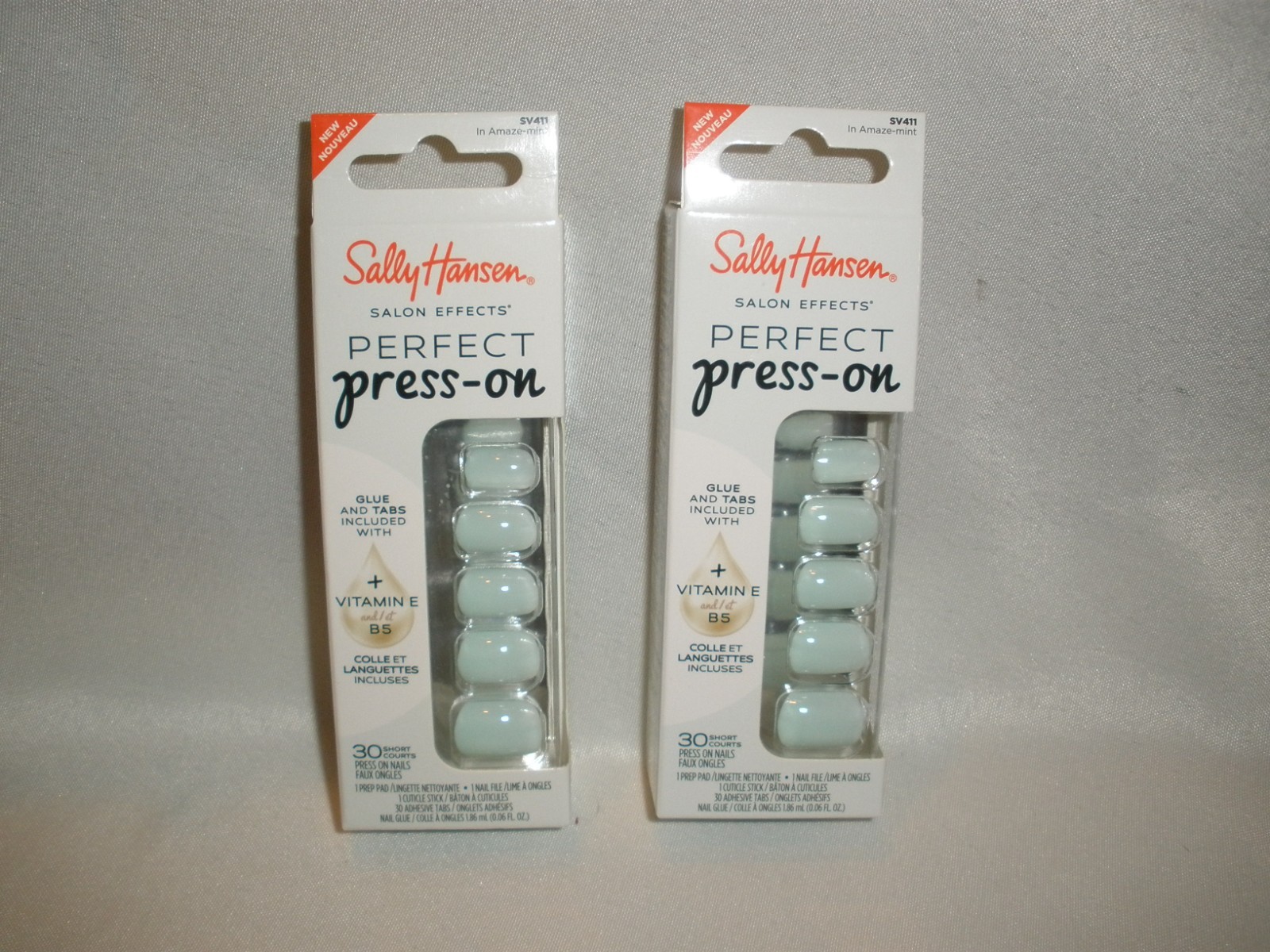 New Lot of 2 Sally Hansen Salon Effects Perfect Press On Nails In Amaze-mint