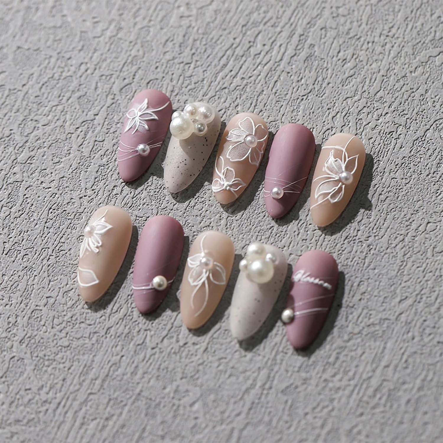 JMEOWIO 3D Embossed White Flower Nail Art Stickers Decals Self-Adhesive 5D Nail