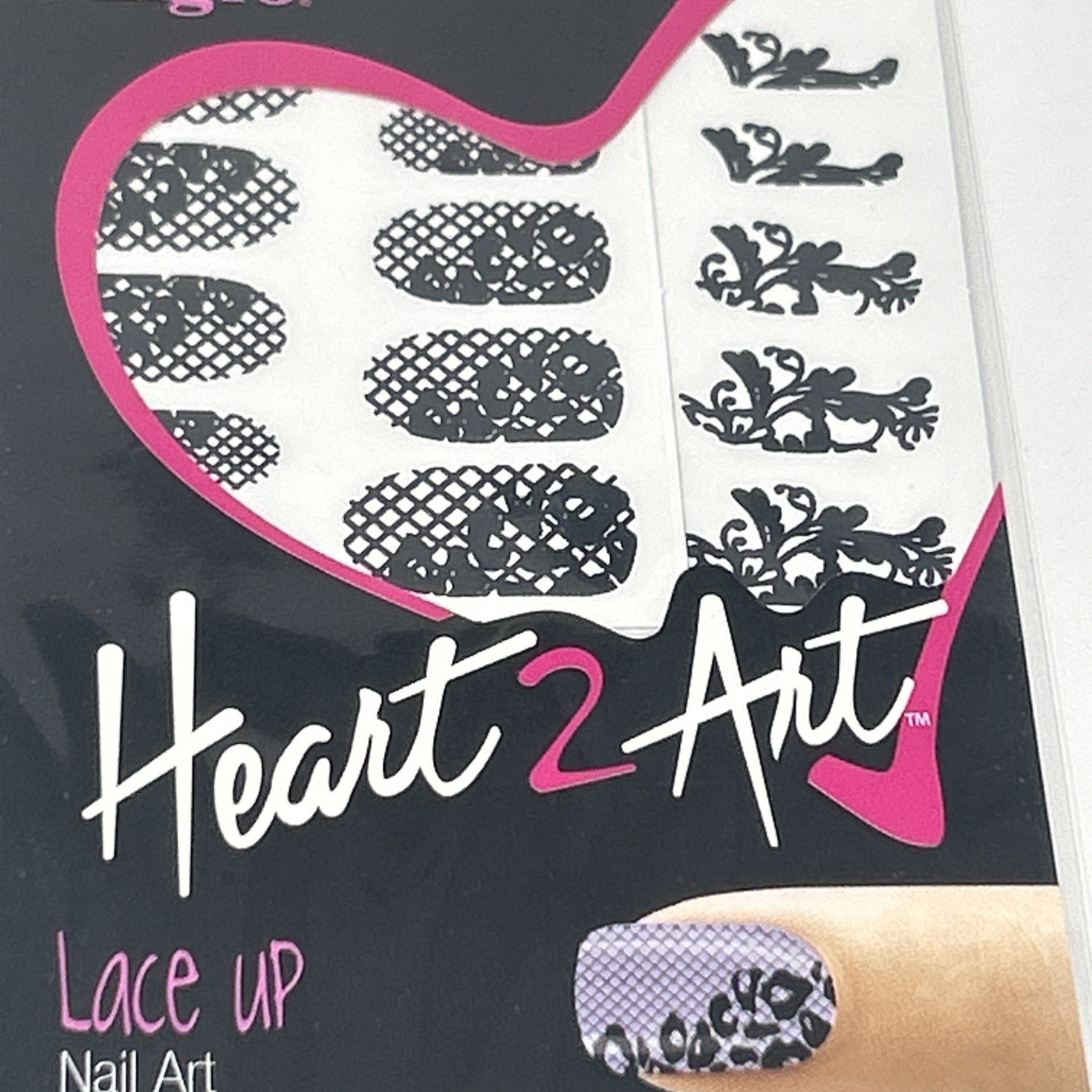 NEW Fing’rs Heart 2 Art Lace Up Nail Art Appliqué Sheet #33032