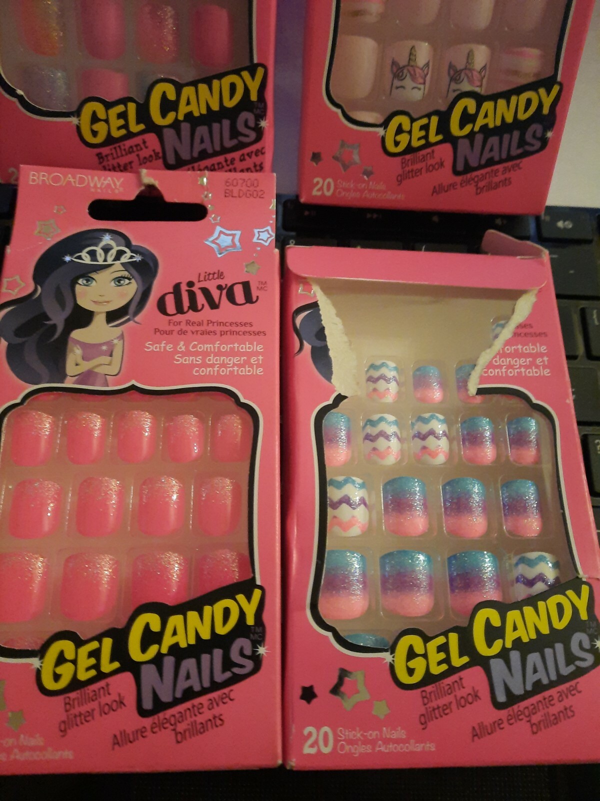 4 KISS NAILS Little Diva GEL CANDY NAILS (by Broadway) Safe & Comfortable Lot