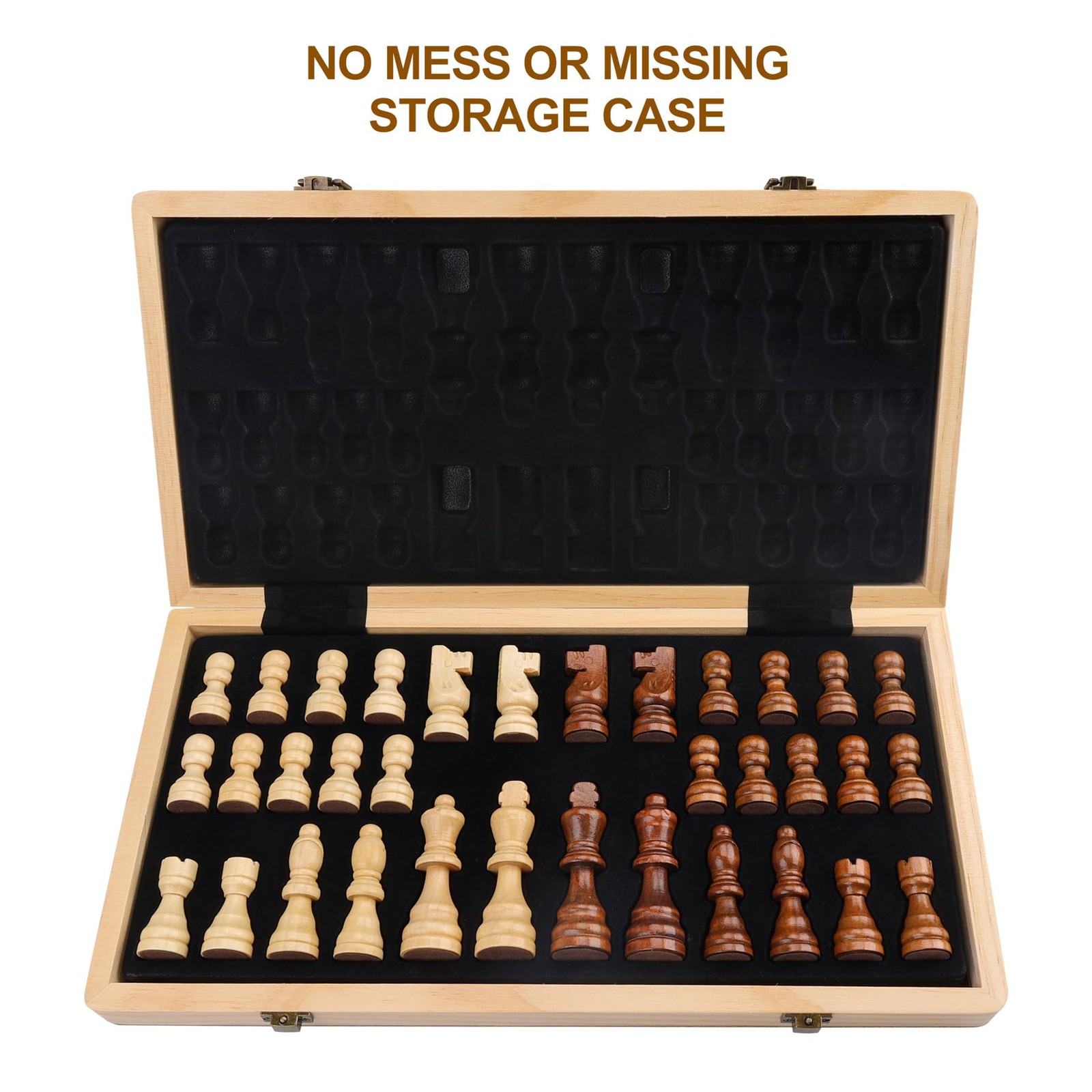 Gothink Chess Set Board Games for Adults, 15” 15 inches x 15 inches, Brown