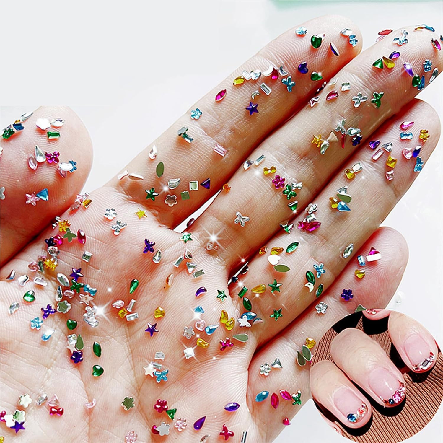 2000PCS Colorful Rhinestones Nail Art Charms Multi Shape Crystal Flat Back Nail