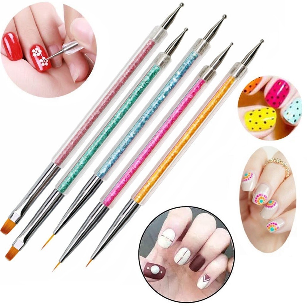 5 X Pcs Nail Art Dotting Tool Pen Brush Painting Drawing Polish Double Ended Set