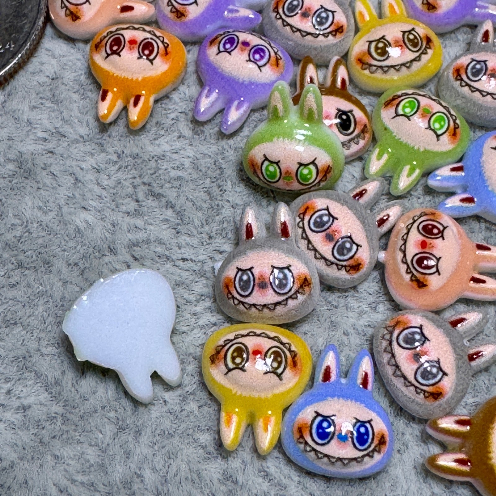 Cartoon Labubu Head Flatback Nail Art 50 Pcs Manicure Decor Charms Flat back