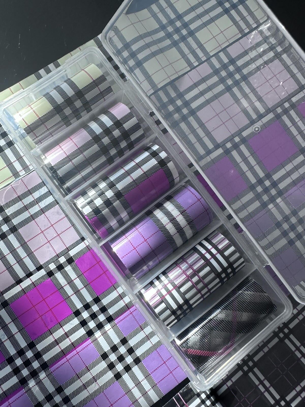 Plaid Nail Foil Christmas Nail Foil Transfer Sticker 6pcs 4X100cm