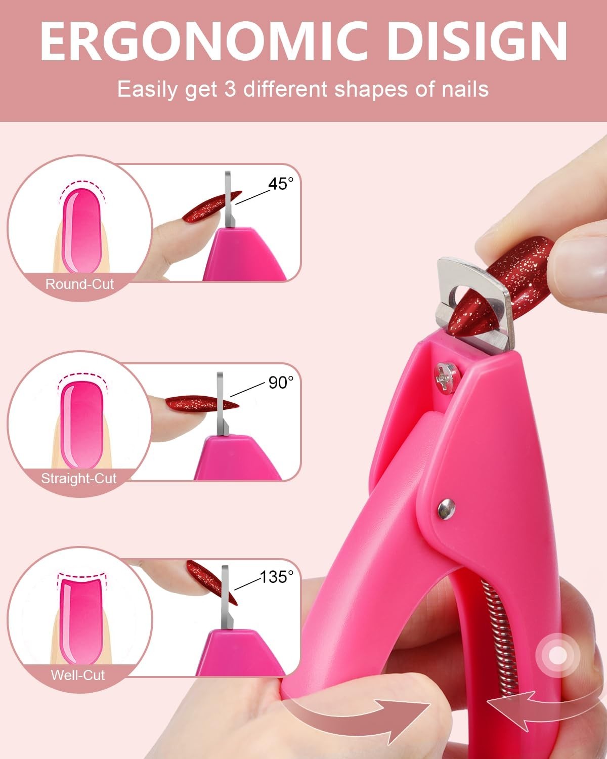 480Pcs Clear Almond Fake Nail Tips Kit Full Cover | ABS Nail Kit, 12 Sizes 0-…