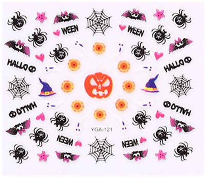 Nail Art Halloween 3D Gold Stickers Butterfly Stones Design Decoration Tips