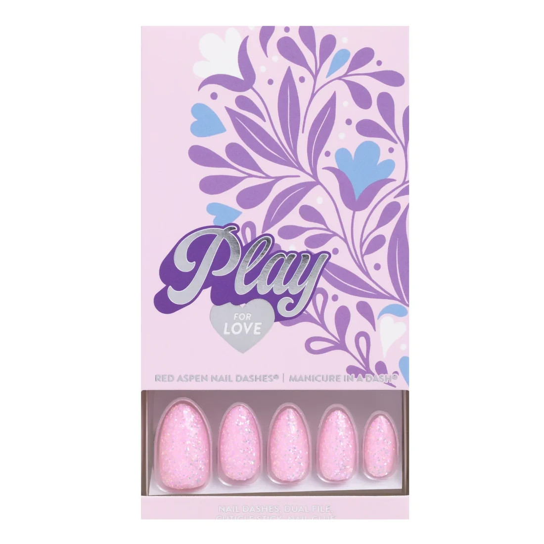 Red Aspen Press On Nails- Valentine’s PINK Laugh & Love, Brooklyn Almond Medium