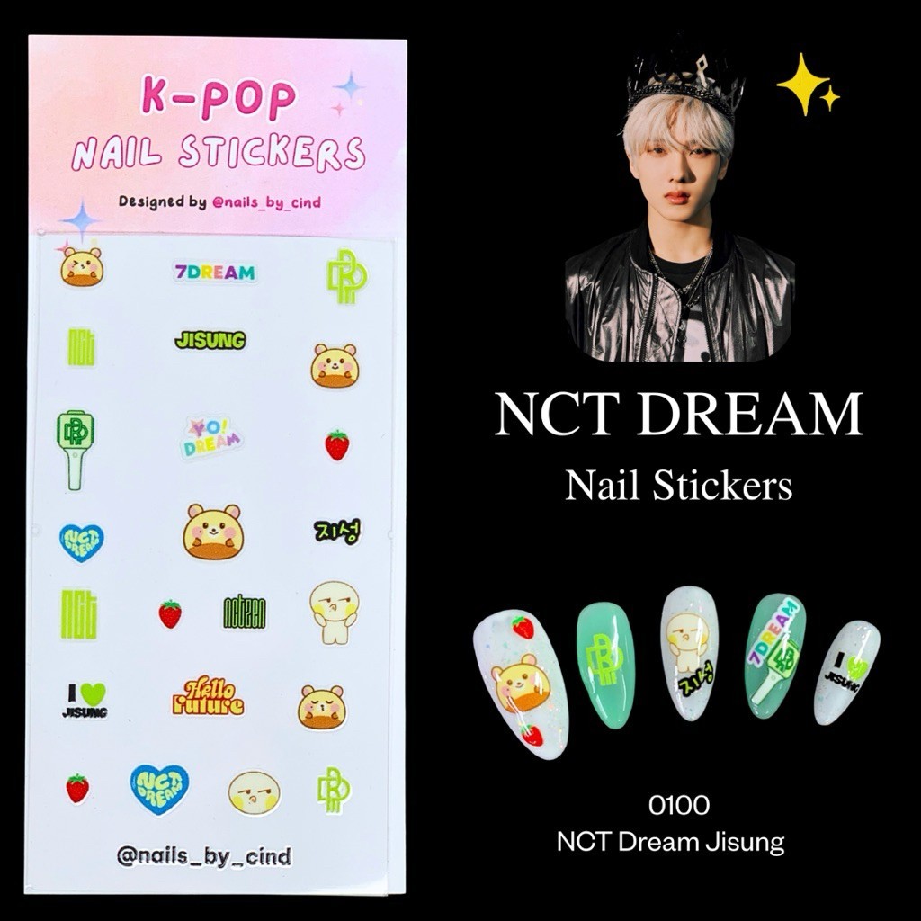 NCT DREAM KPOP NAIL STICKER FAN MADE KOREA MARK RENJUN HAECHAN CHENLE I Z10