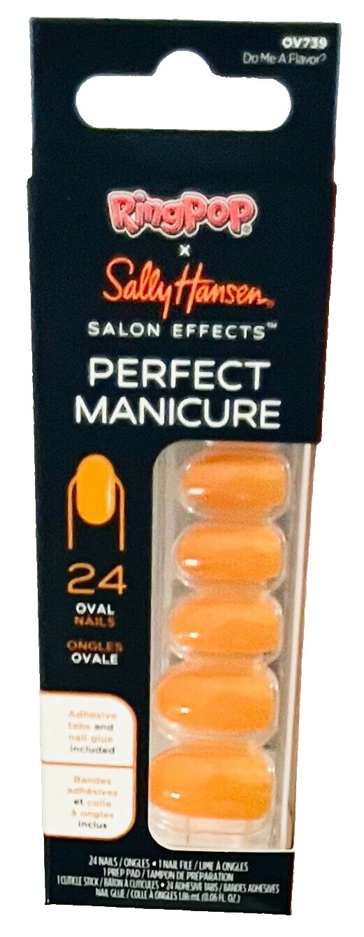 Sally Hansen Salon Effects Perfect Manicure Orange -Do Me A Favor -24 Oval Nails