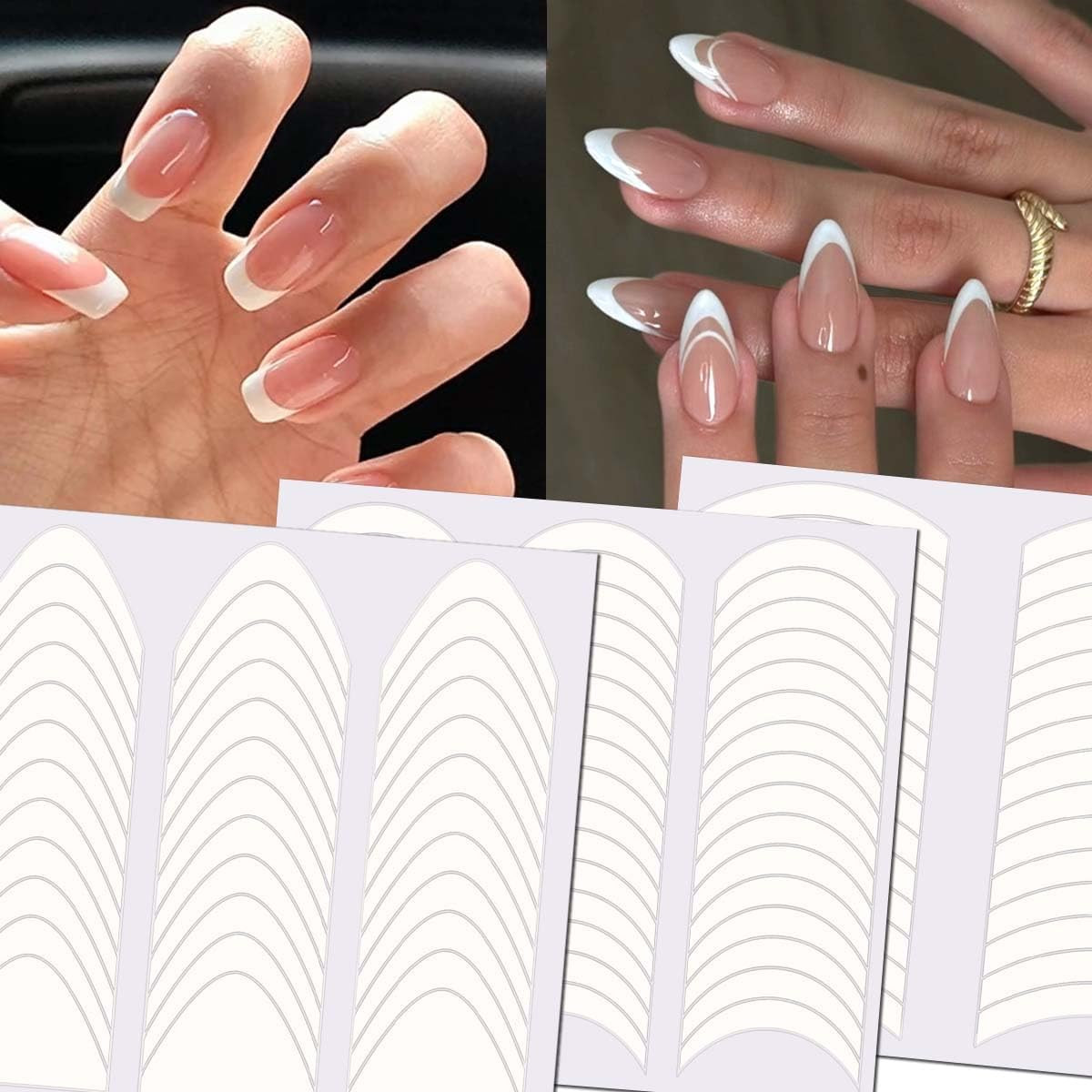 French Manicure Strips,French Tip Nail Stickers for Nails Art Designs,Self Adhes