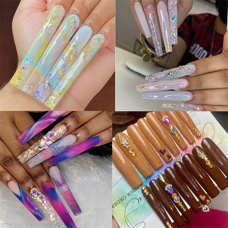 120Pcs/Box 4XL Extra Long Nail Tips Seamless Square Press On Nails