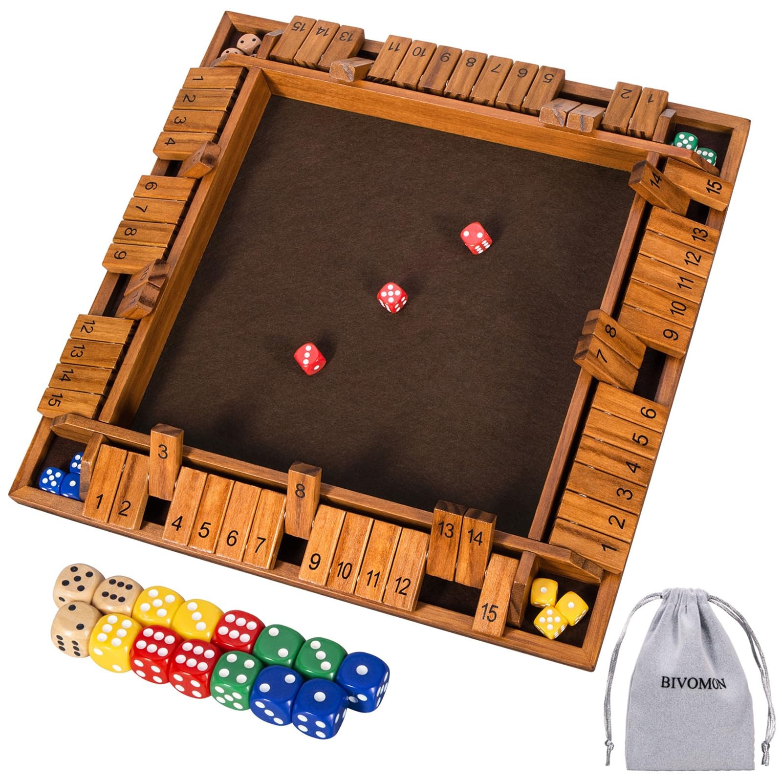 Upgraded 16.54’’ Shut The Box Dice 16.54 x x 1.77 inches, 16.5 In-brown