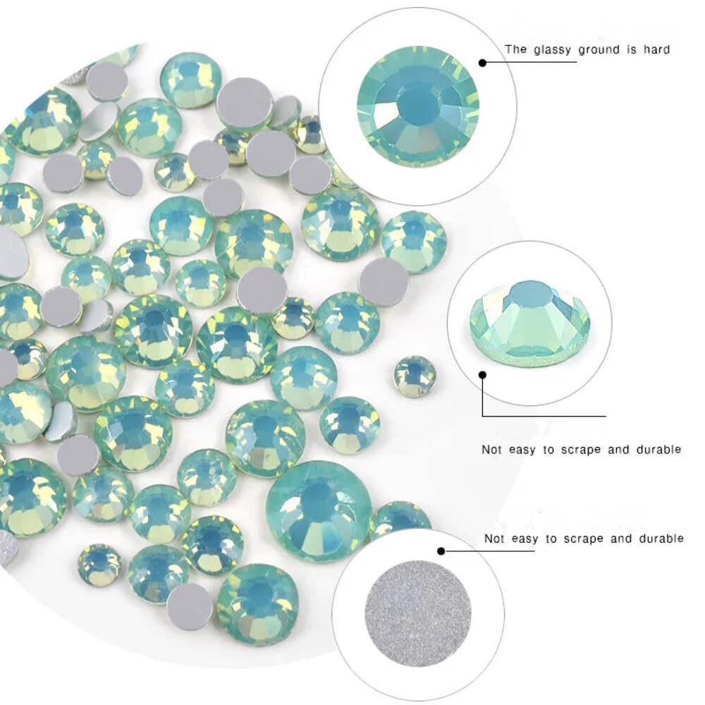 Shiny SS4-SS20 Mixed Size Opal Stones Nail Art Decorations Glass Flat Back Rhine