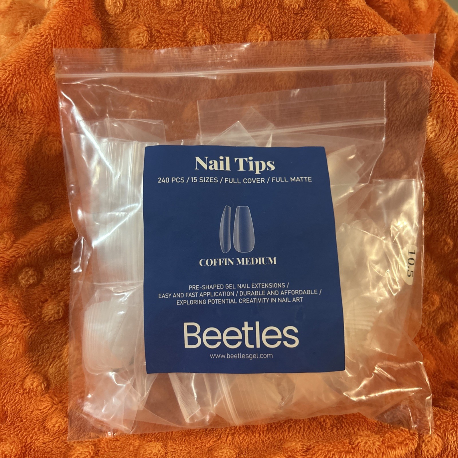 NEW Beetles Nail Tips 240 PCS Full Cover Full Matte Coffin Medium Gel Nail