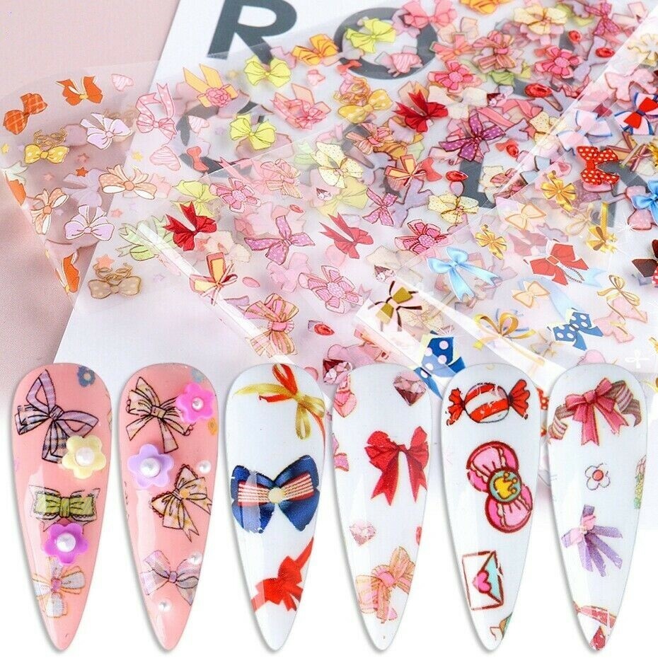 Bow Daisy Love Bowknot Flower Rose Nail Foil Transfer Sticker 10pcs 20X4cm 1212
