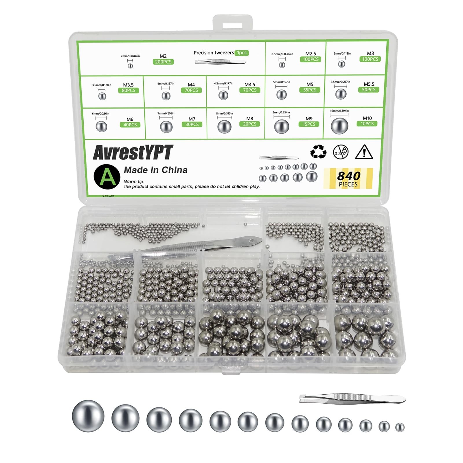 Stainless Steel Bearing Balls, 2/2.5/3/3.5/4/4.5/5/5.5/6/7/8/9/10mm