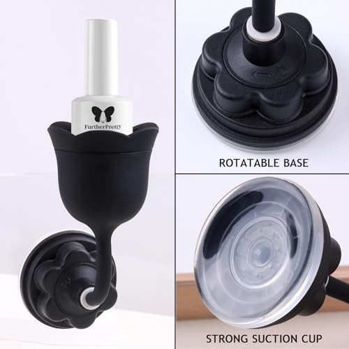No Spill Nail Polish Holder Stand, Rotatable Flower Shape Bottle Flower-Black