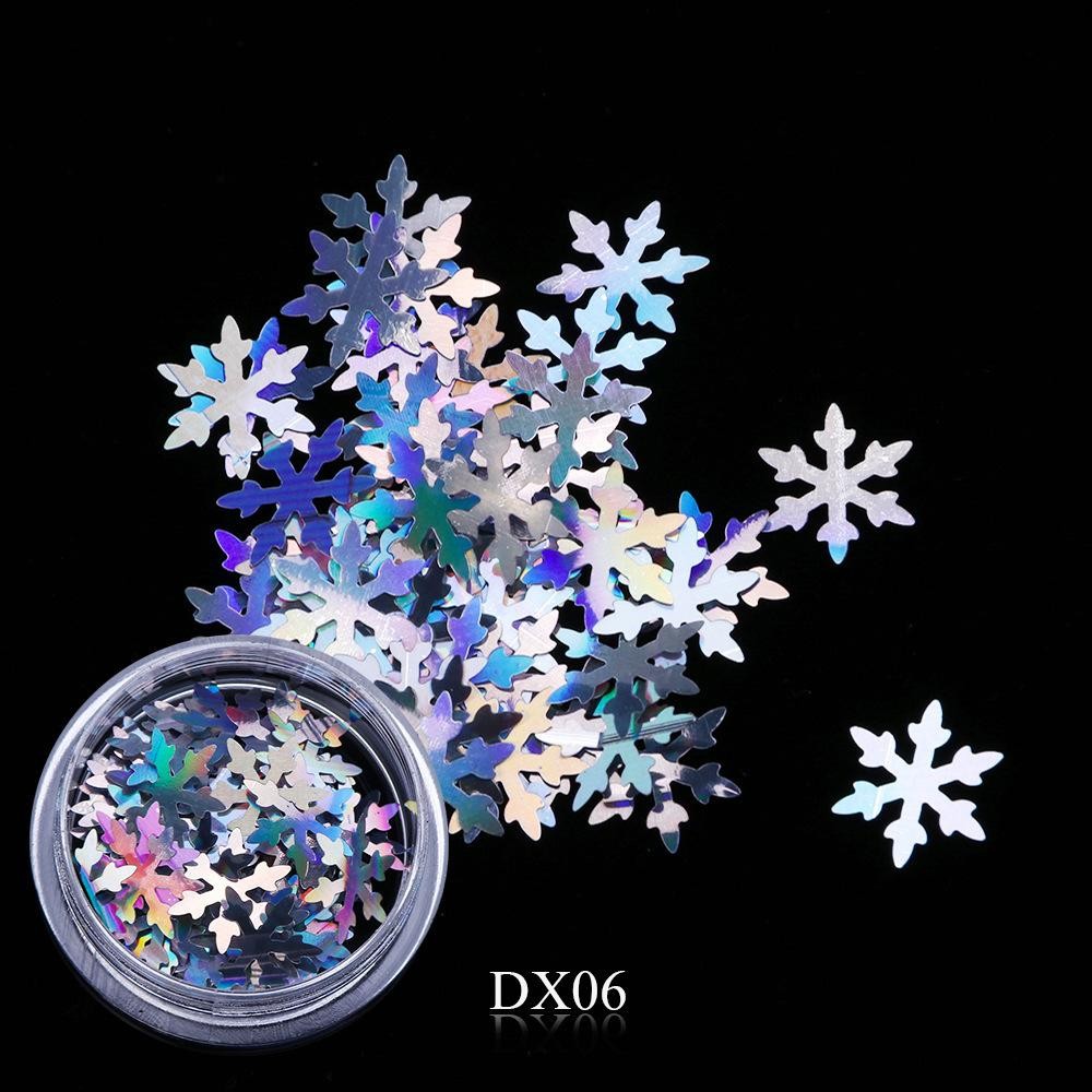 10mm Large Snowflake Nail Glitter, Holiday Nail Art Sequins in Storage Bottle