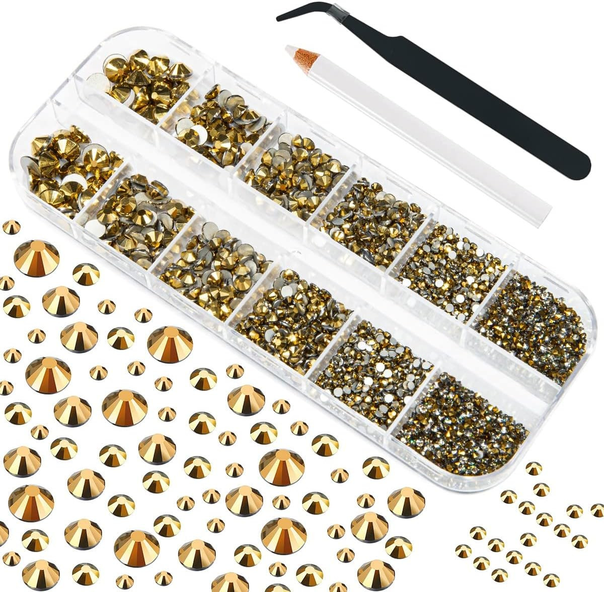 2550Pcs Crystal AB Nail Art Flatback Rhinestones Charms for Face Makeup, White A