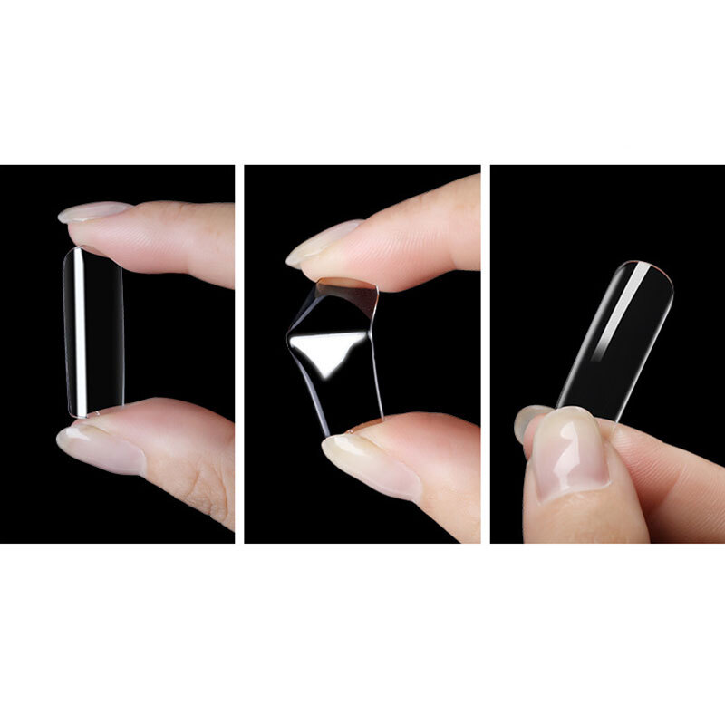 100pcs Fake Nail Transparent Acrylic Nail Seamless Full/Half Cover Nails Decor