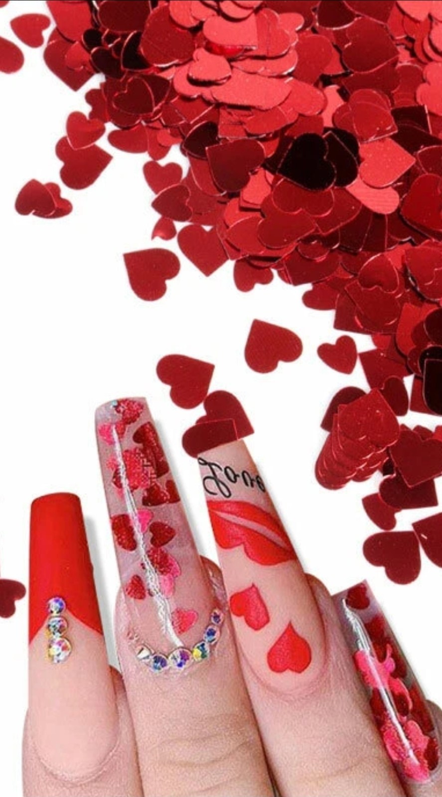 HEARTS Glitter~Nail Art•Acrylic•Gel•Body Art•Festival 1tsp Minibag