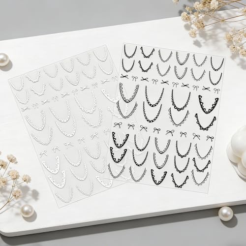French Line Nail Art Stickers Aesthetic Lace Lines French Tip Nail Stickers