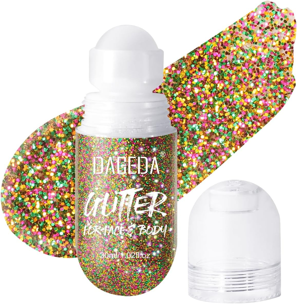 Body Glitter Gel, Roll-On Face Glitter for Mermaid Makeup Festival Rave Accessor
