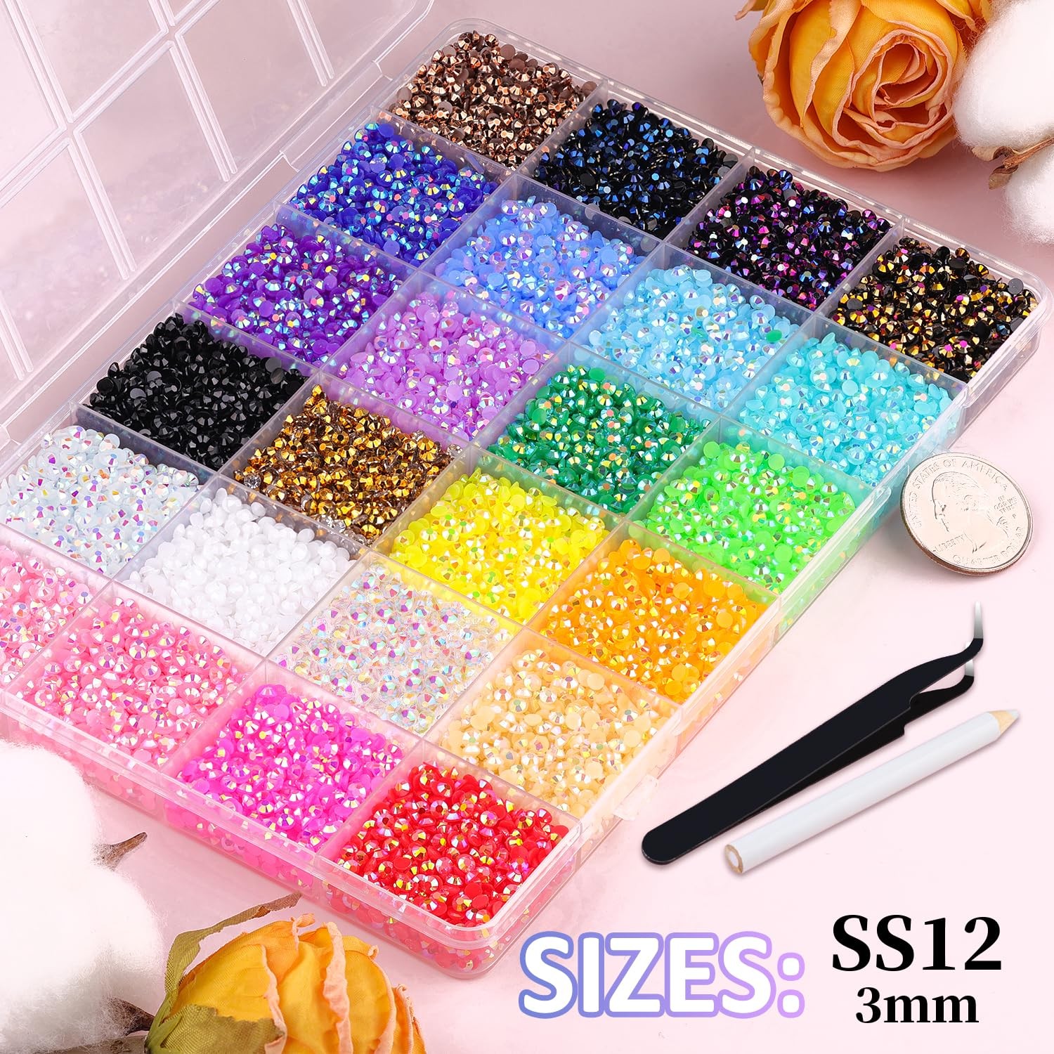 34000Pcs Resin Jelly Rhinestones for Bedazzling, Multicolor 3mm Flatback Gems fo