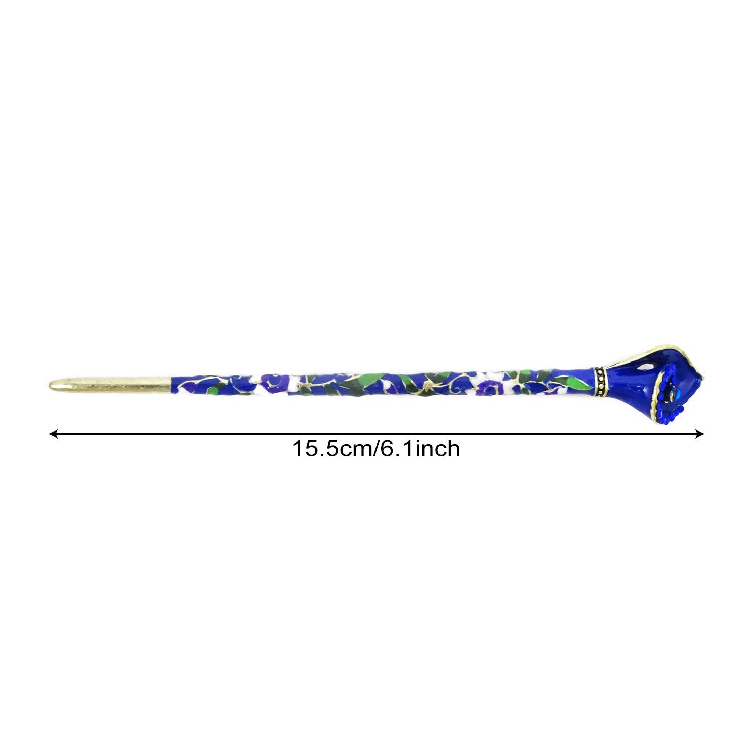 Honbay Cloisonn Vintage Hair Stick With Calla Chinese Traditional Style Blue