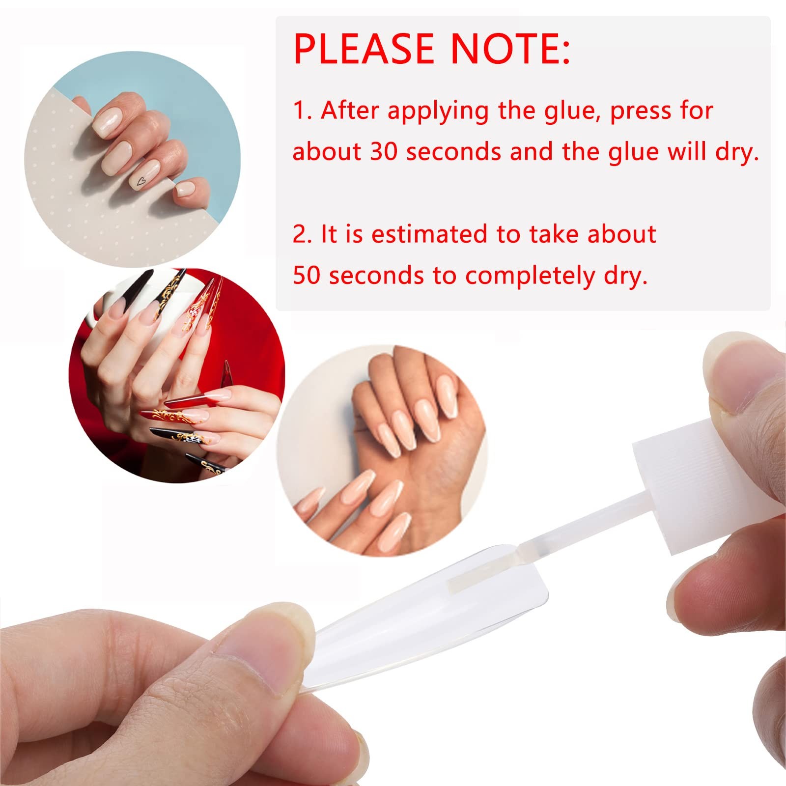 10PCS Brush on Glue for Acrylic Nail Tips, Long Lasting Adhesive Super Bond (…