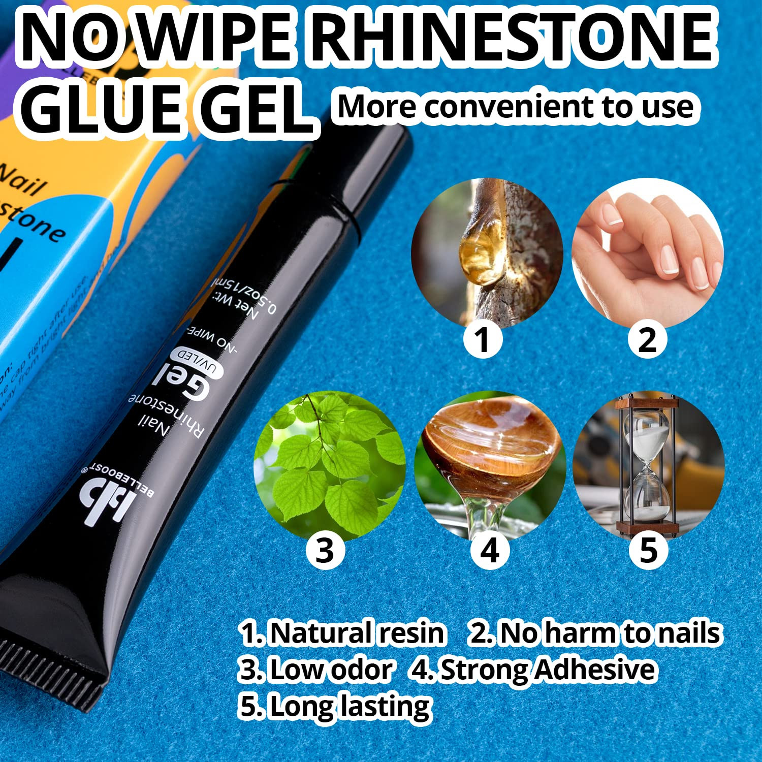 Nail Art Rhinestone Glue Gel&2 Boxes 3D Charms Accessories Kit 1, 1 Pc of 15Ml R