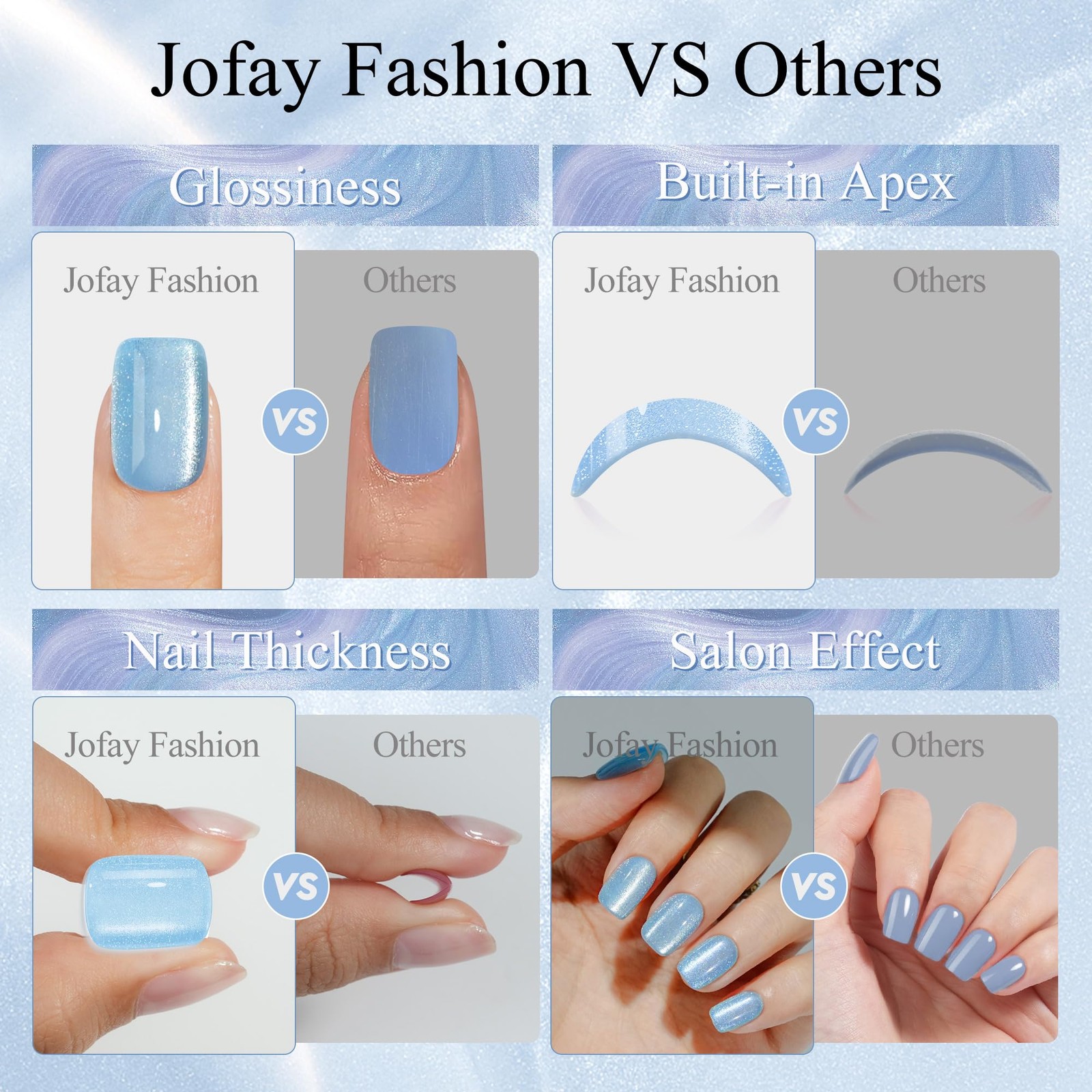 Press on Nails Short 5 Styles, Jofay Fashion 160Pcs Short, A4-Island