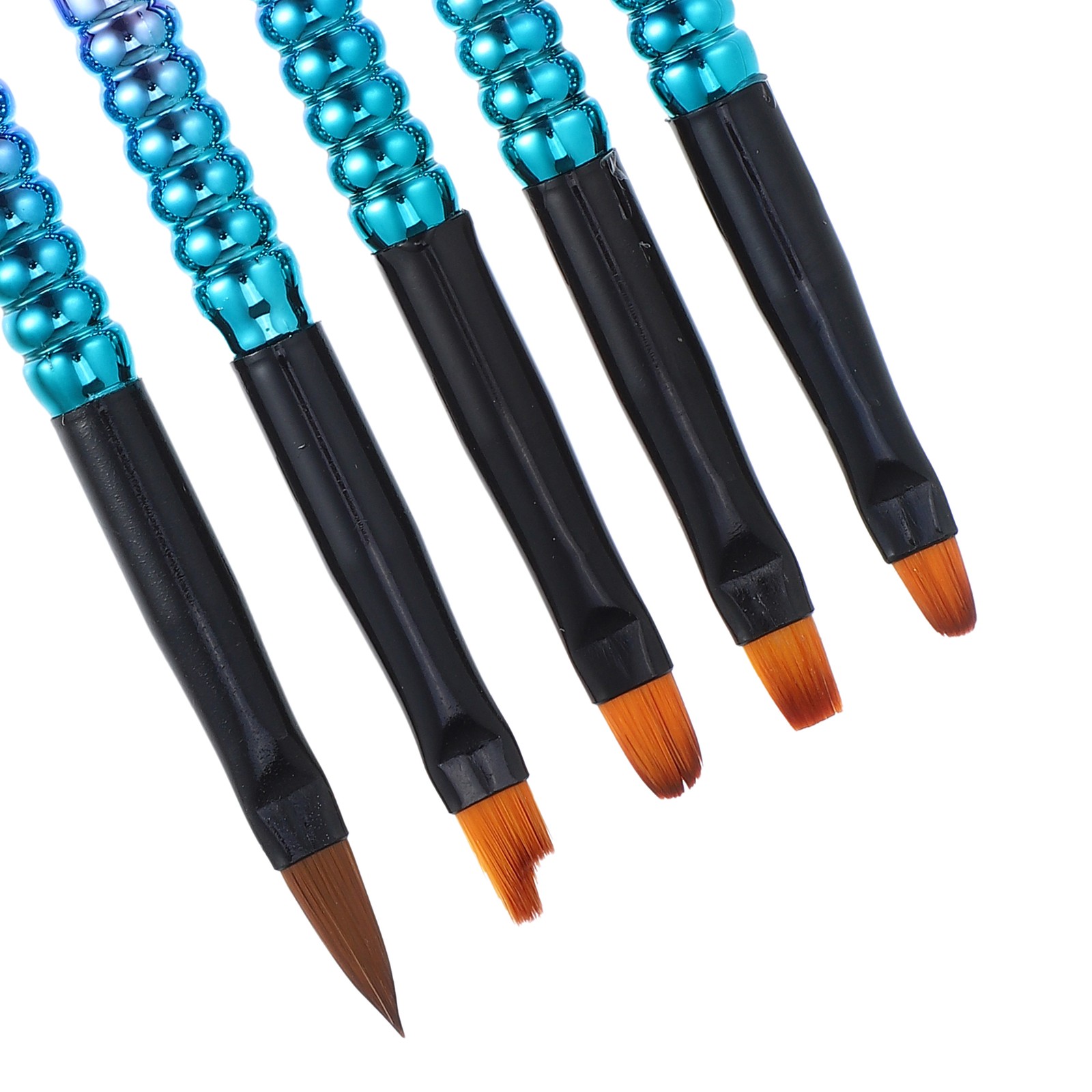 Nail Art Brushes 5 Pcs Nail Design Tools Kit Nail Liner Brush Blue Gradient Pink