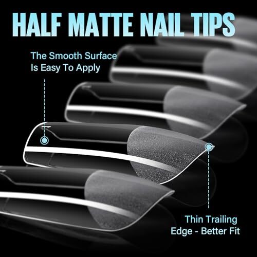 Medium Square Fake Nail Tips, Half Matte Acrylic Pre 240Pcs-Medium Square