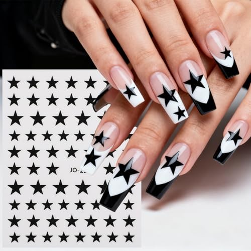 8 Sheets Mixed Color Star Nail Stickers, Self Adhesive Nail Art Decals, Gold