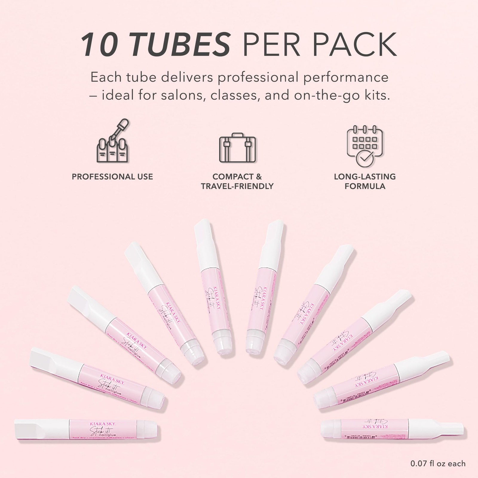 Nail Glue 10 Tubes 0.07 Fl Oz Kiara Sky Stick It – Fast Drying 3 Second Dry Time
