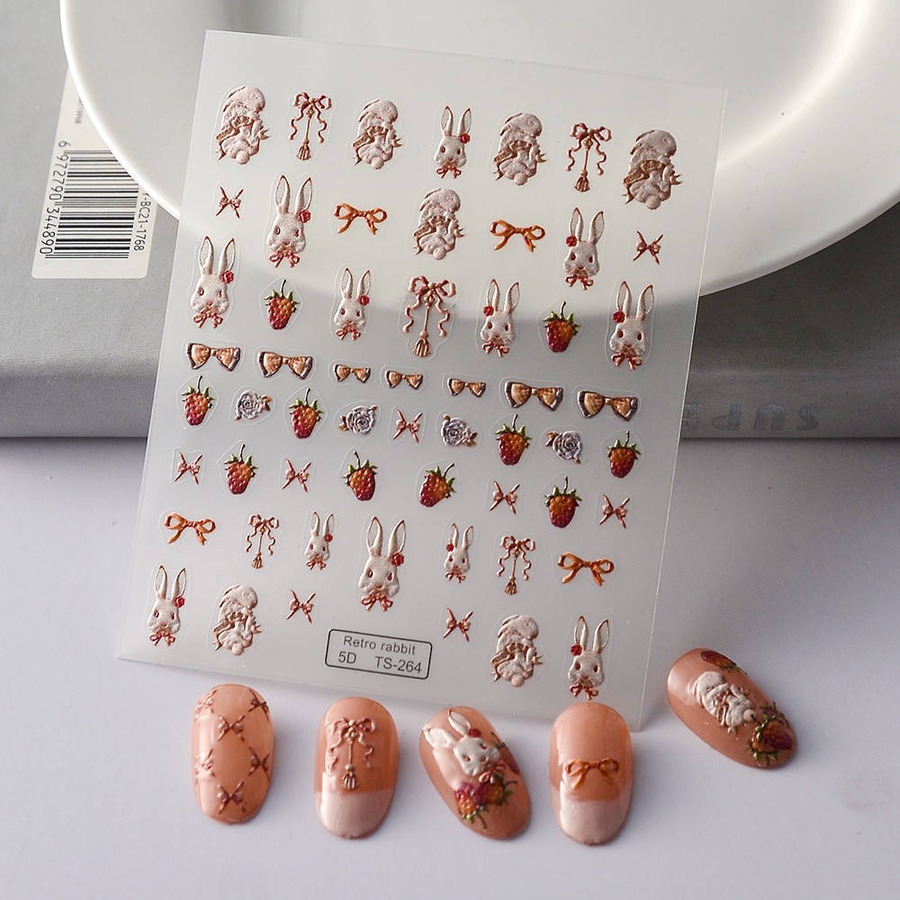 2Pcs NAIL ART Rabbit Bunny Carrot Fruit Stickers Decoration NS54