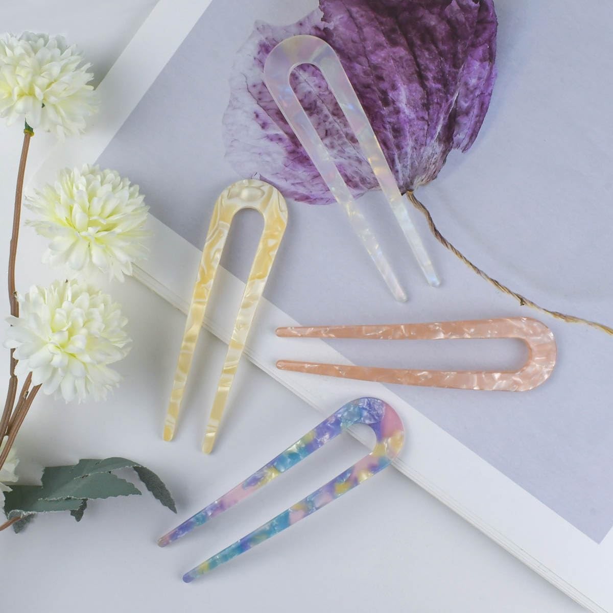 4PCS Hair Pins Clips U Sticks French 1 Count (Pack of 4), Multicolor
