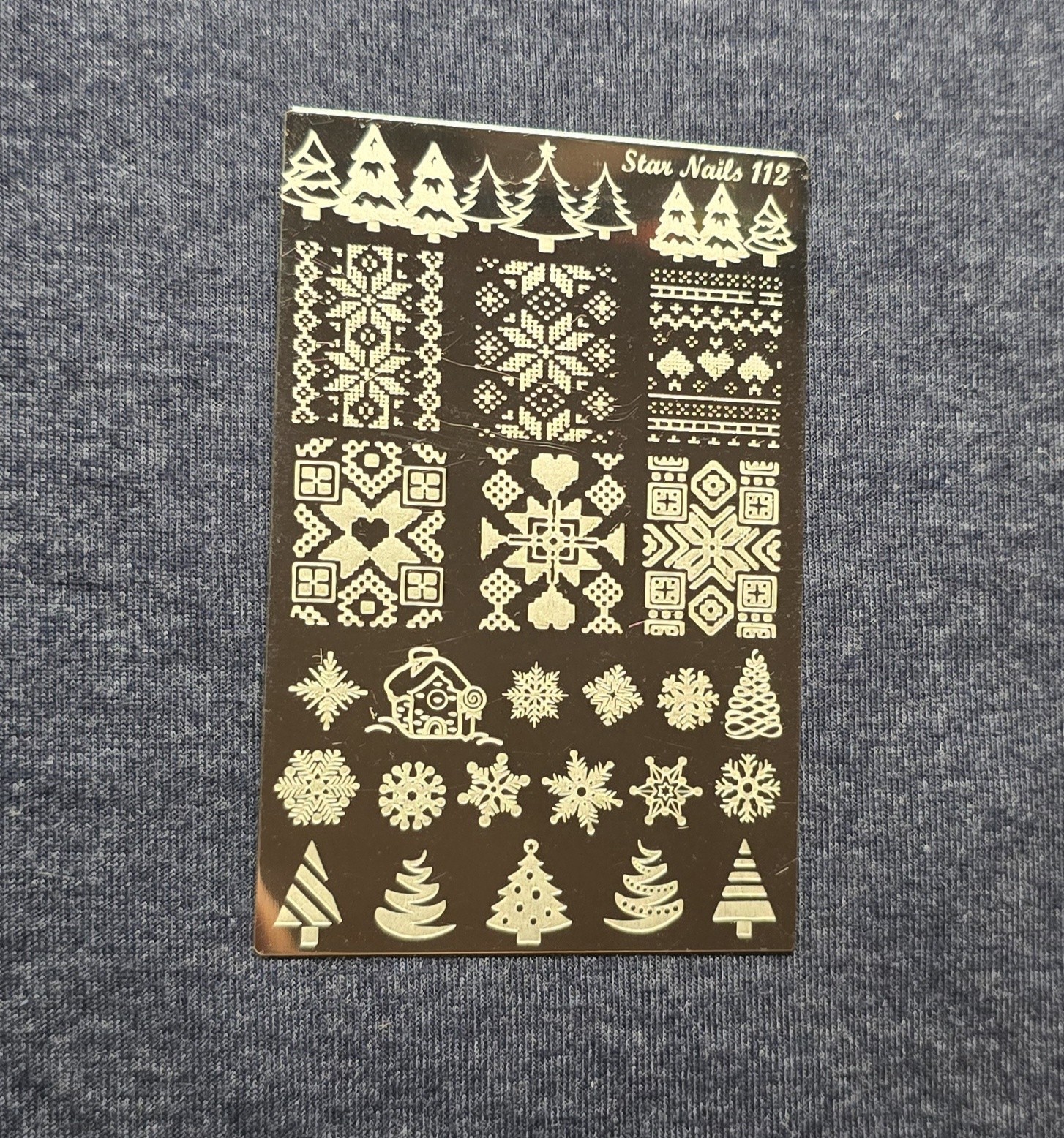 Mundo De Unas MDU Star Nails 112 Christmas Tree Ugly Sweater Nail Stamp Plate