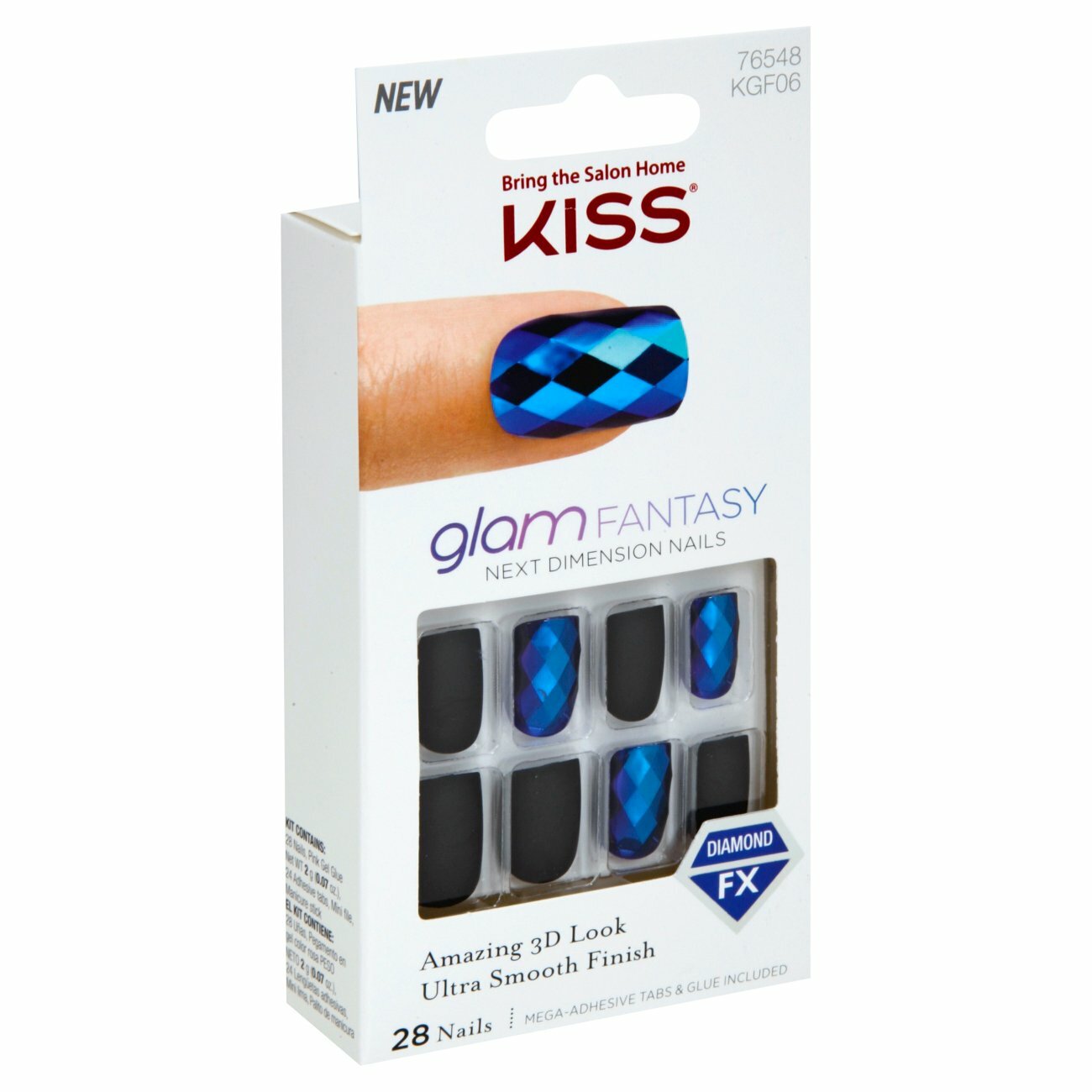 Kiss Salon Glam Fantasy Next Dimension Nails w/Glue May Colors Choose New Box