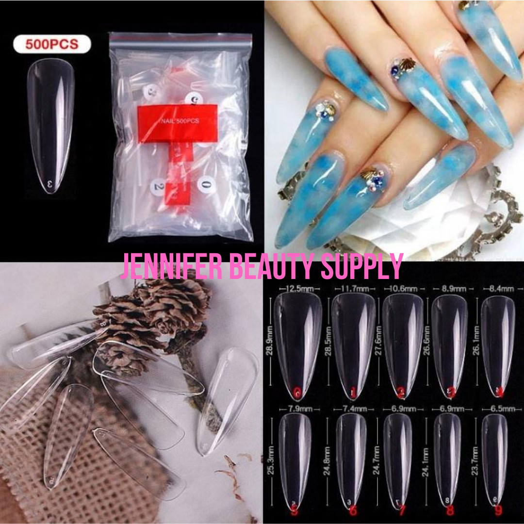 500 PCS FULL COVER STILETTO ALMOND OVAL FALSE FAKE ACRYLIC NAIL TIPS NAILS | US