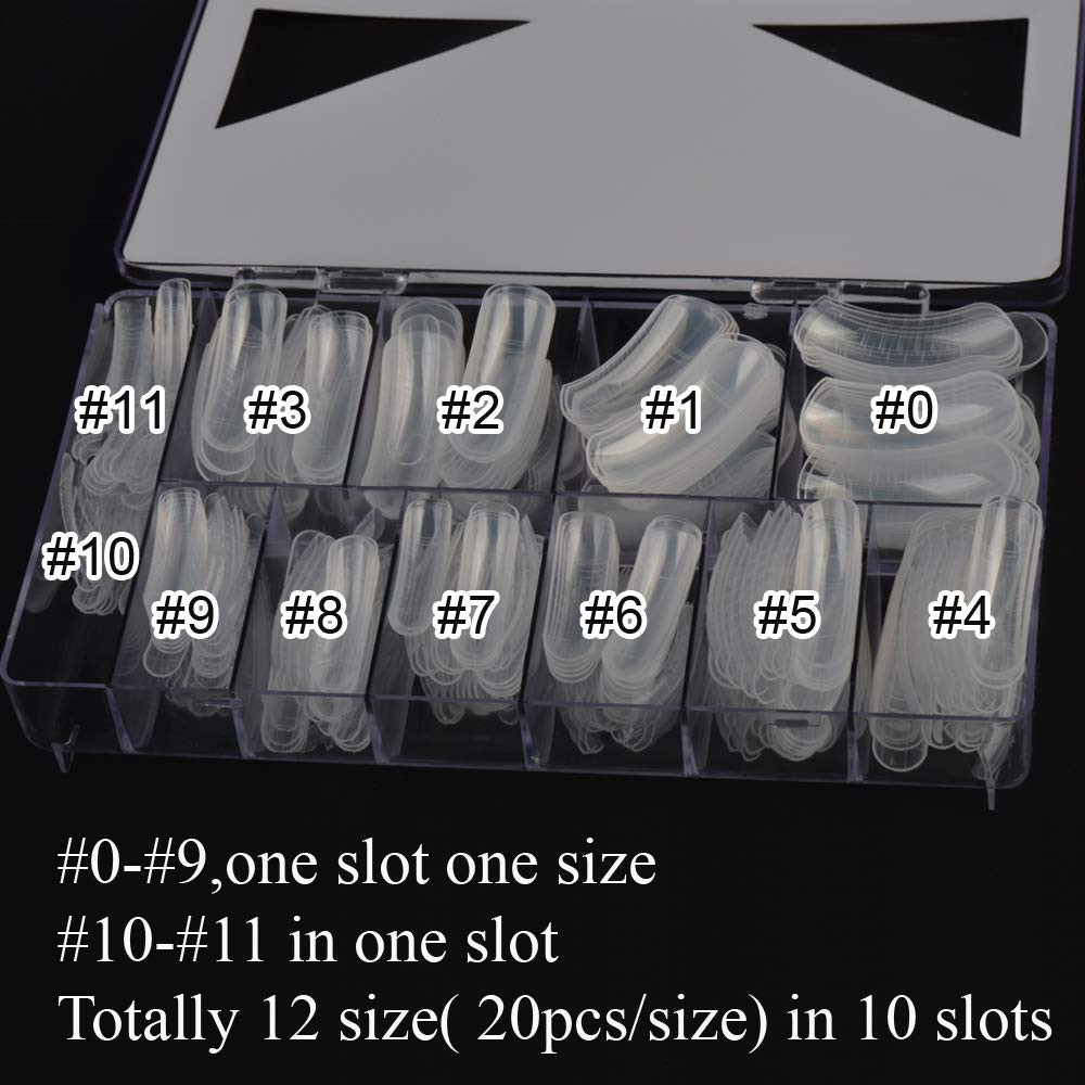 240PCS Dual Forms Nail Mold for Poly Gel UV Gel 12 Size with Scale