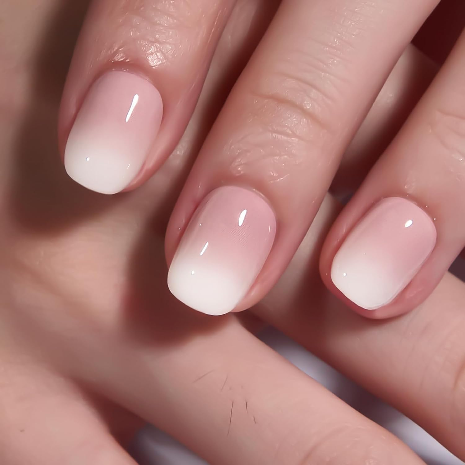 Nude Ombre Press on Nails Extra Short – 30PCS Short Square Soft Gel Fake Nails,